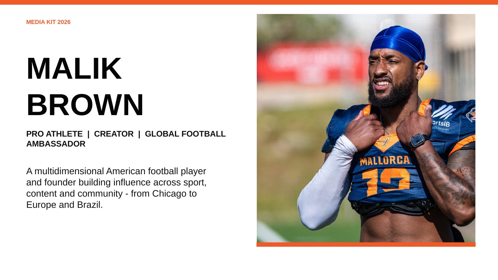 Cover of Malik Brown's professional media kit